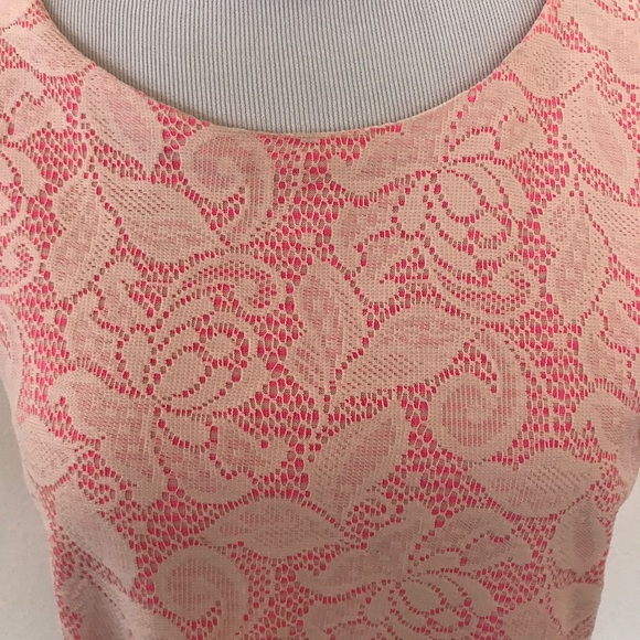 H&M SLEEVELESS DRESS, SMALL, PINK W/CREAM LACE - Picture 4 of 6